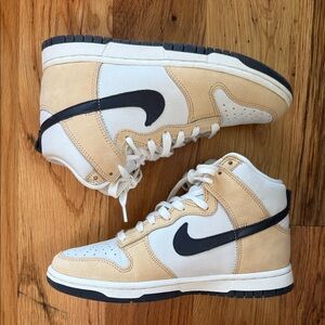 Nike High-Top Sneakers - White, Tan & Black